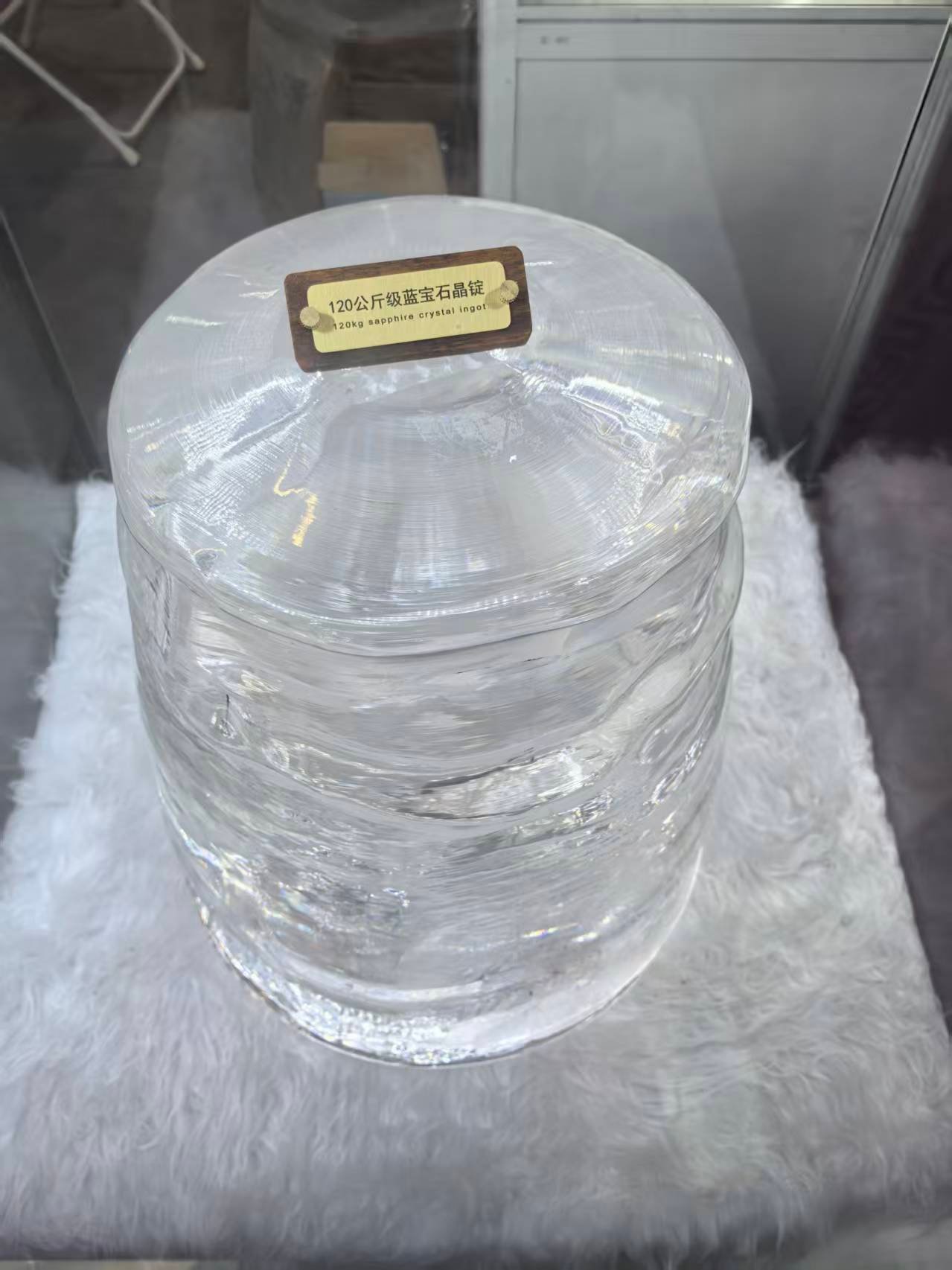 Synthetic Sapphire Boule A large, rough synthetic sapphire boule before cutting